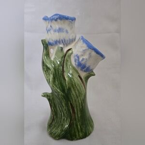 Vintage Double Spill Ceramic Blue & White Tulip Vase